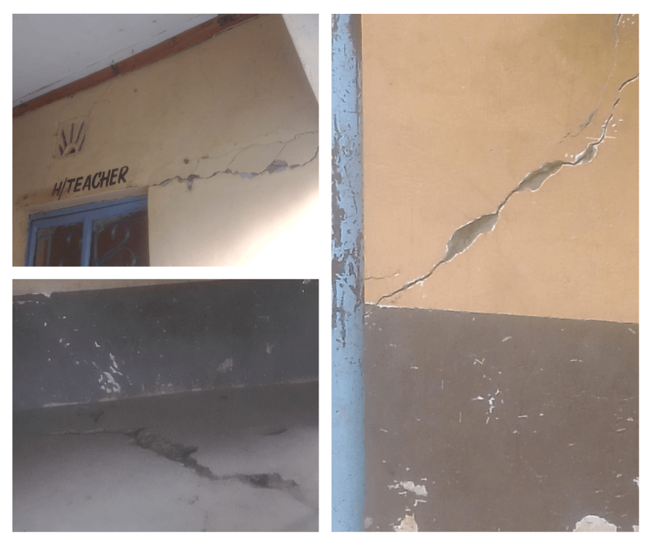 rain causes concrete at schools to crack